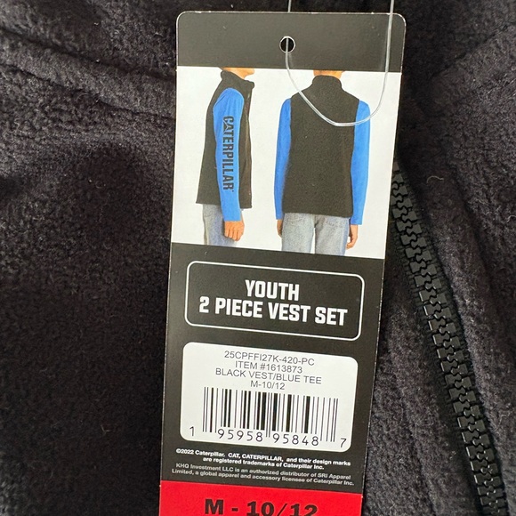 Caterpillar Black and Blue Vest with Color-Block Design - Picture 4 of 4